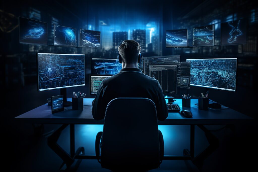 Fraudbekæmper foran sin computer