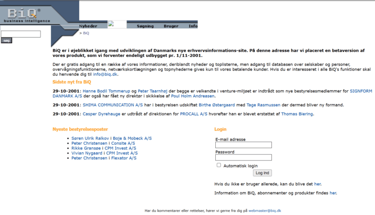 BiQ's første hjemmeside